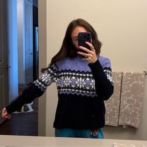 Blue and White Patterned Women's Sweater
